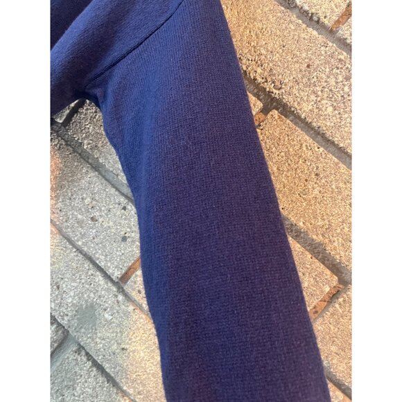 Eileen Fisher Venus Navy Blue Organic Cotton & Recycled Cashmere Turtleneck Knit - Picture 5 of 11